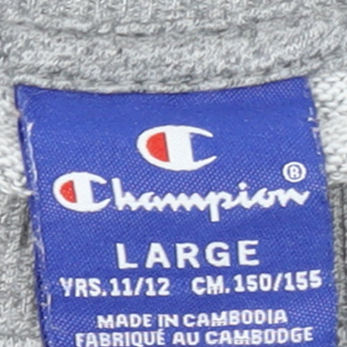 Champion Girls Grey Large 11-12 Years Pullover Crew Neck Sweatshirt