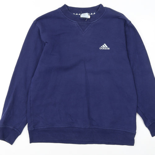 Adidas Boys Blue Crew Neck Pullover Fleece Sweatshirt 14 Years