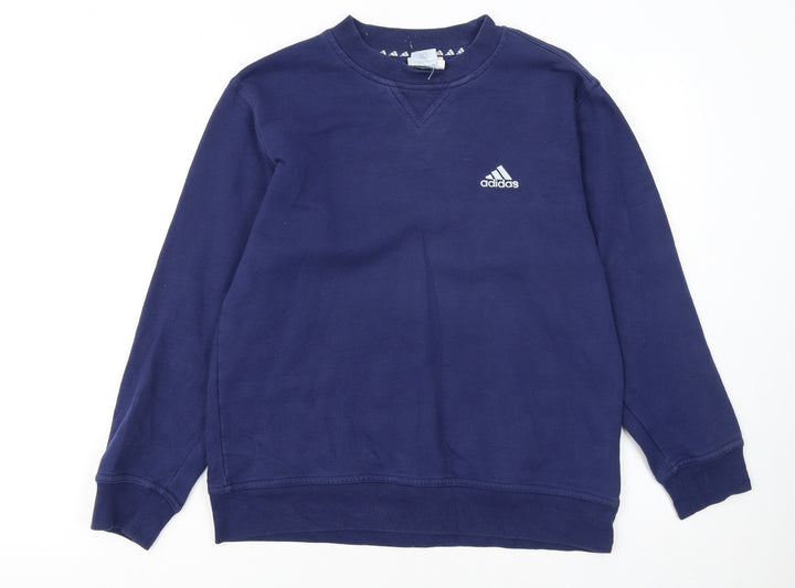 Adidas Boys Blue Crew Neck Pullover Fleece Sweatshirt 14 Years