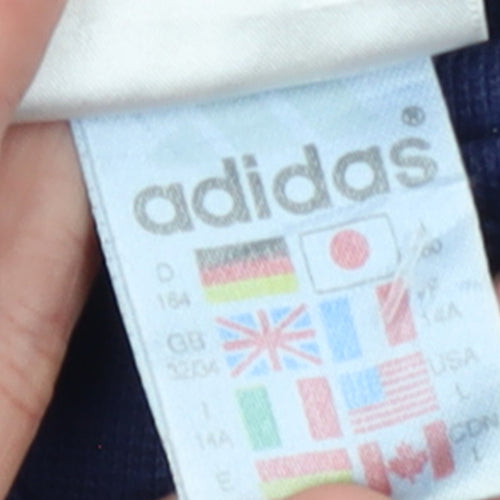 Adidas Boys Blue Crew Neck Pullover Fleece Sweatshirt 14 Years