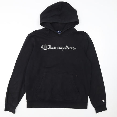 Champion Boys Black Pullover Hoodie 15-16 Years Logo Fleece Sweatshirt