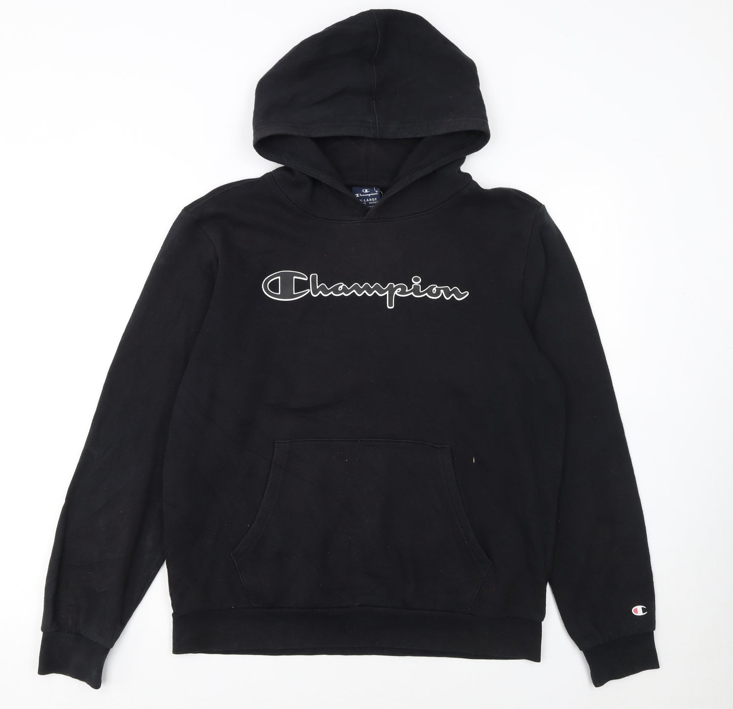 Champion Boys Black Pullover Hoodie 15-16 Years Logo Fleece Sweatshirt