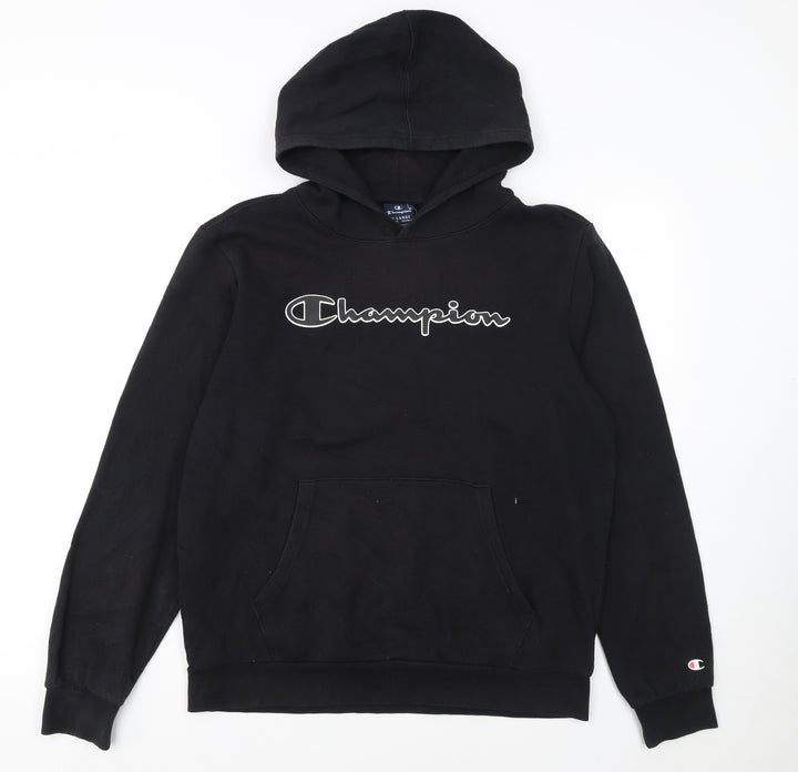 Champion Boys Black Pullover Hoodie 15-16 Years Logo Fleece Sweatshirt