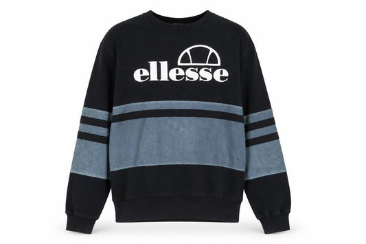 Front view of Ellesse women’s black & grey crew neck pullover sweatshirt, size UK 10