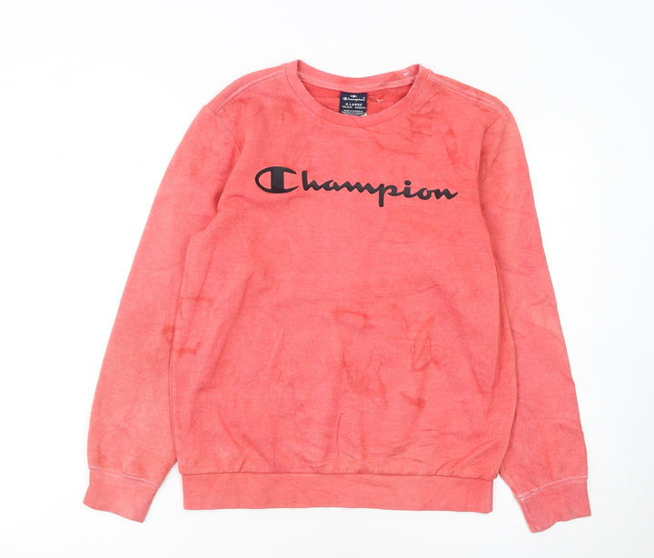 Champion Girls Pink Cotton Blend Pullover Sweatshirt XL 13-14 Years Crew Neck