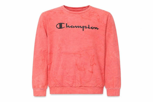Front view of Champion girls’ pink cotton blend pullover sweatshirt xl 13-14 years crew neck