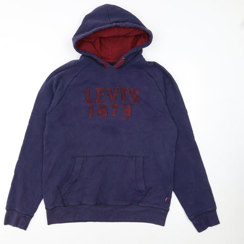 Levi's Girls Blue Pullover Hoodie 16 Years Fleece Lined Logo Sweatshirt