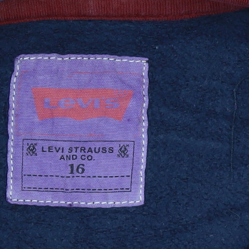 Levi's Girls Blue Pullover Hoodie 16 Years Fleece Lined Logo Sweatshirt