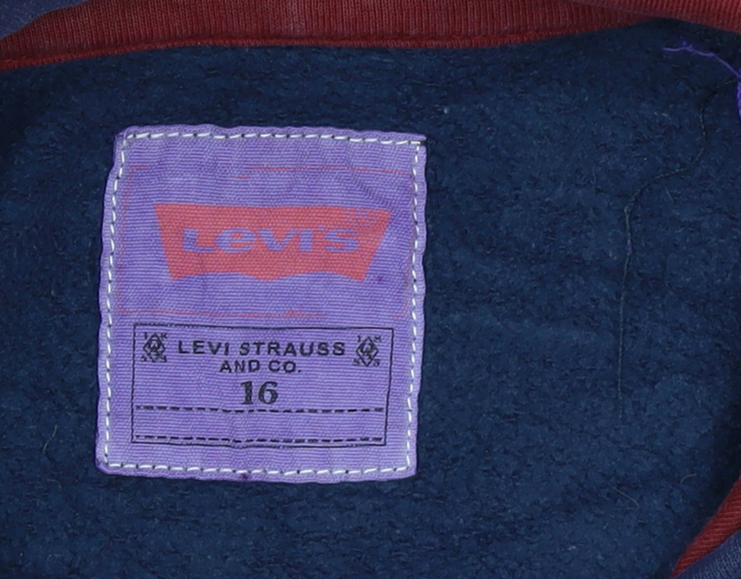 Levi's Girls Blue Pullover Hoodie 16 Years Fleece Lined Logo Sweatshirt
