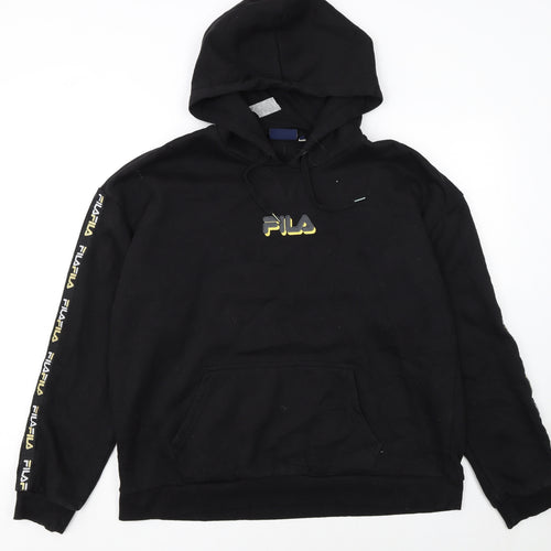 FILA Womens Black XL Pullover Hoodie with Logo Detail