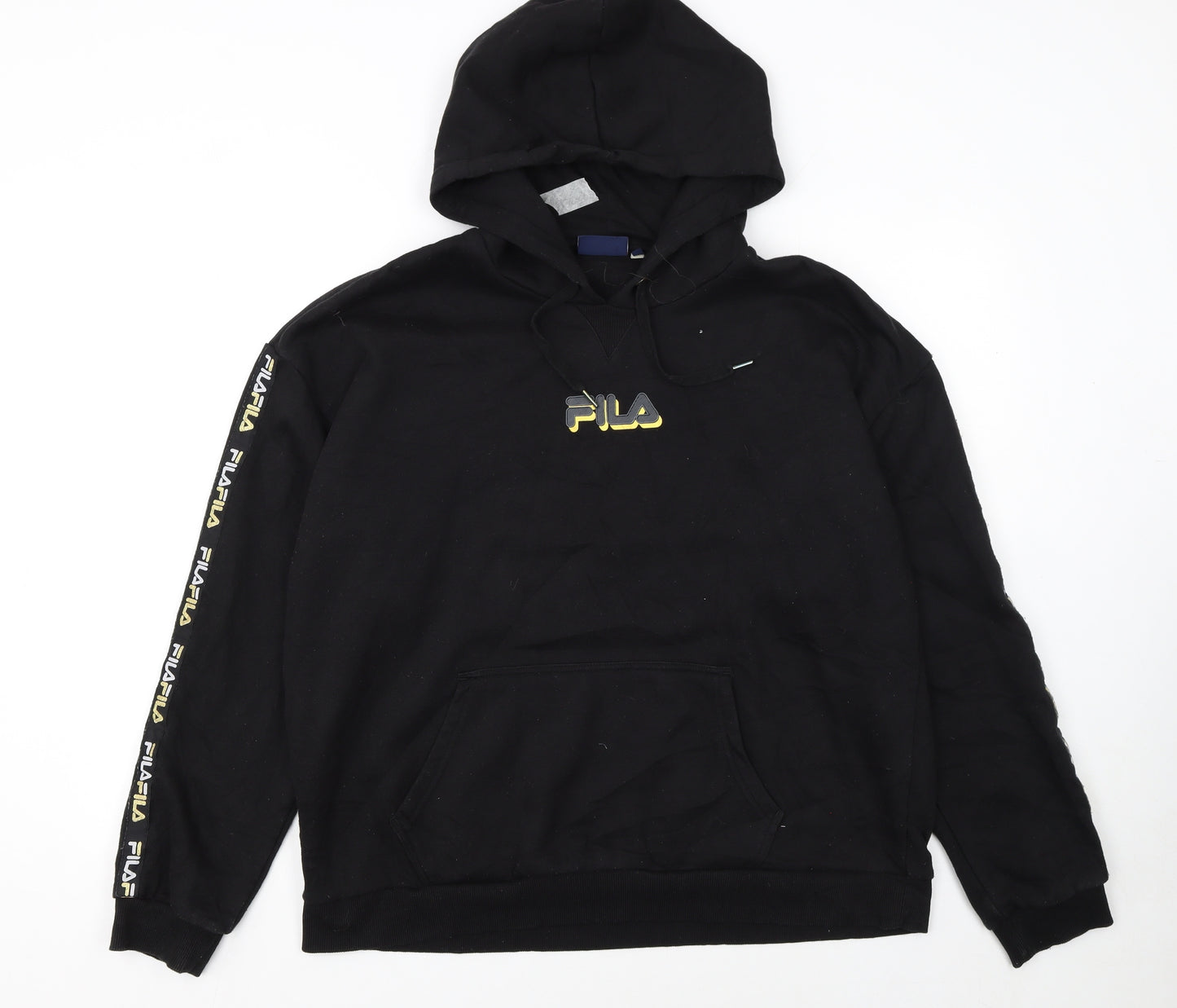 FILA Womens Black XL Pullover Hoodie with Logo Detail