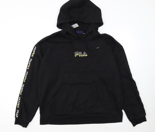 FILA Womens Black XL Pullover Hoodie with Logo Detail