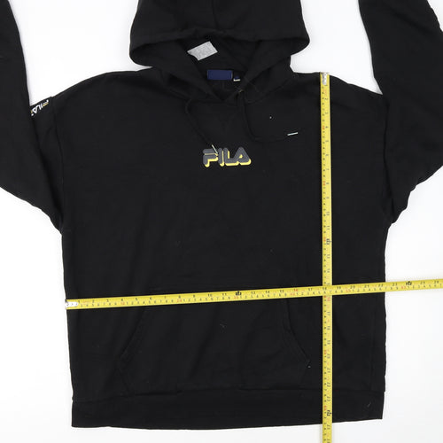 FILA Womens Black XL Pullover Hoodie with Logo Detail