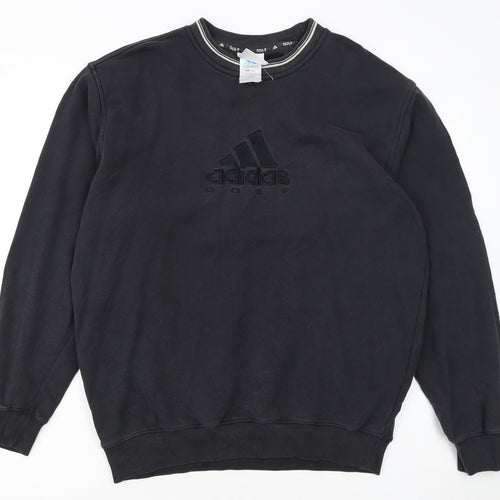 adidas Boys Black Golf Pullover Sweatshirt Size L Crew Neck Embroidered Logo