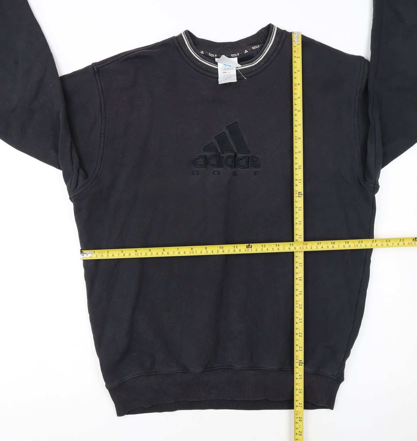 adidas Boys Black Golf Pullover Sweatshirt Size L Crew Neck Embroidered Logo