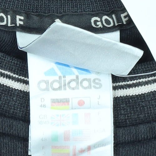 adidas Boys Black Golf Pullover Sweatshirt Size L Crew Neck Embroidered Logo
