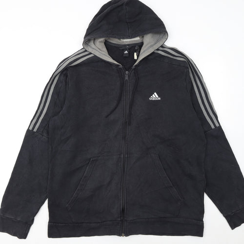 Adidas Mens Black XL Full Zip Fleece Hoodie