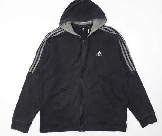 Adidas Mens Black XL Full Zip Fleece Hoodie