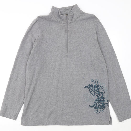 Eddie Bauer Womens Grey 1/4 Zip Cotton Pullover Sweatshirt L