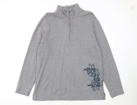 Eddie Bauer Womens Grey 1/4 Zip Cotton Pullover Sweatshirt L