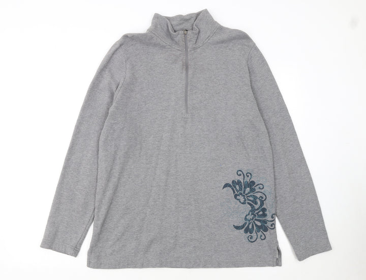 Eddie Bauer Womens Grey 1/4 Zip Cotton Pullover Sweatshirt L