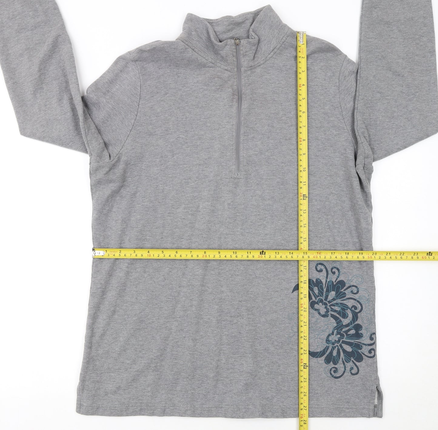 Eddie Bauer Womens Grey 1/4 Zip Cotton Pullover Sweatshirt L