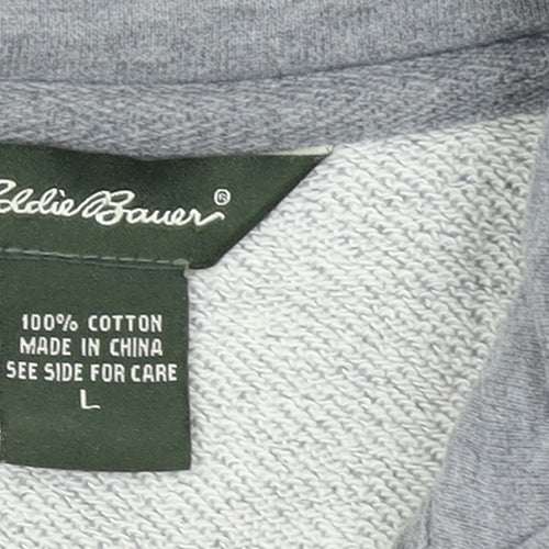 Eddie Bauer Womens Grey 1/4 Zip Cotton Pullover Sweatshirt L