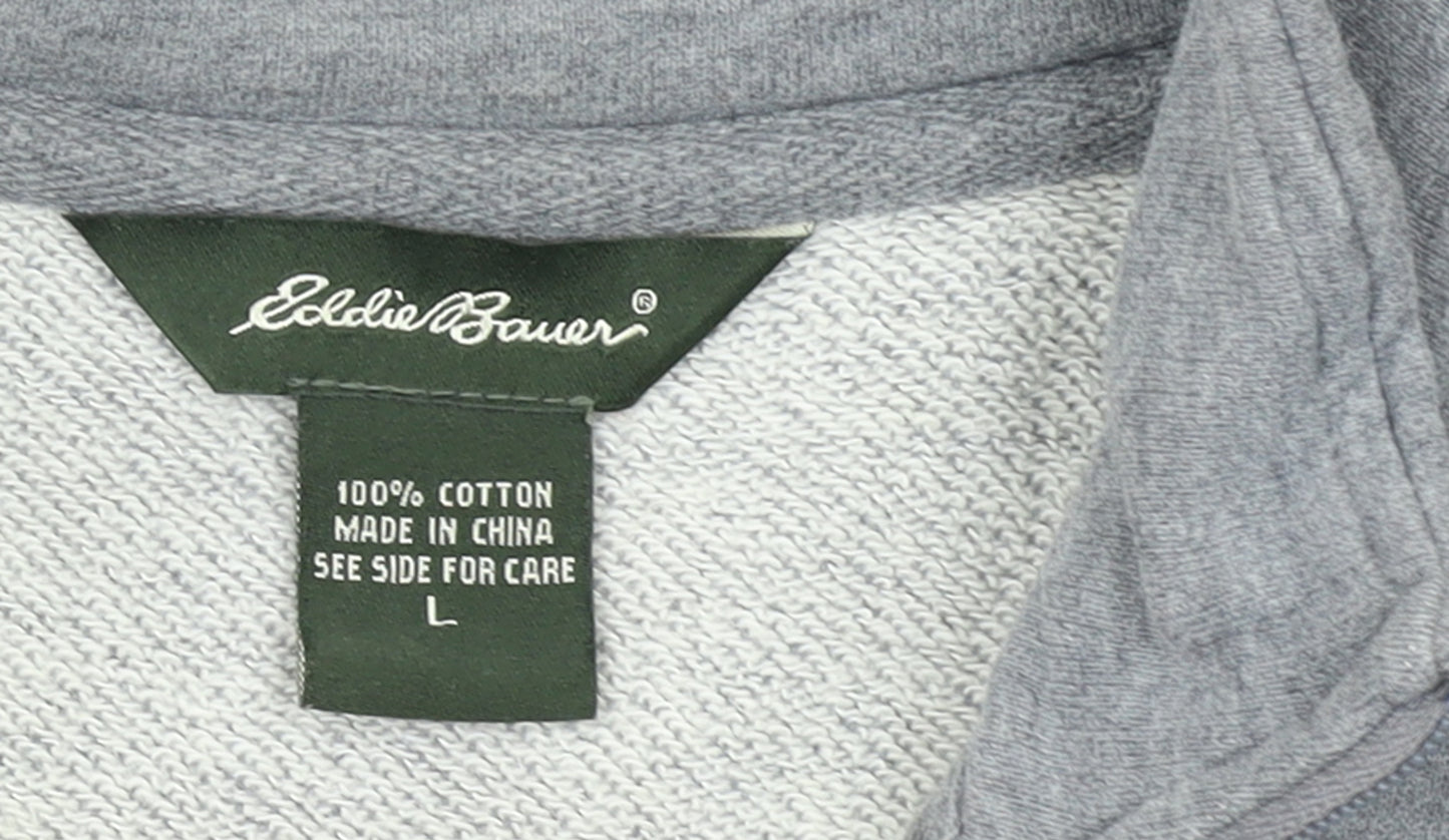 Eddie Bauer Womens Grey 1/4 Zip Cotton Pullover Sweatshirt L
