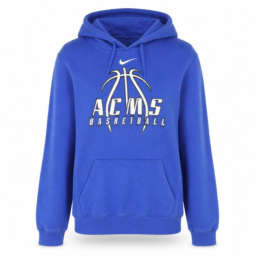 Front view of Nike women’s blue pullover hoodie xs acms basketball graphic sweatshirt