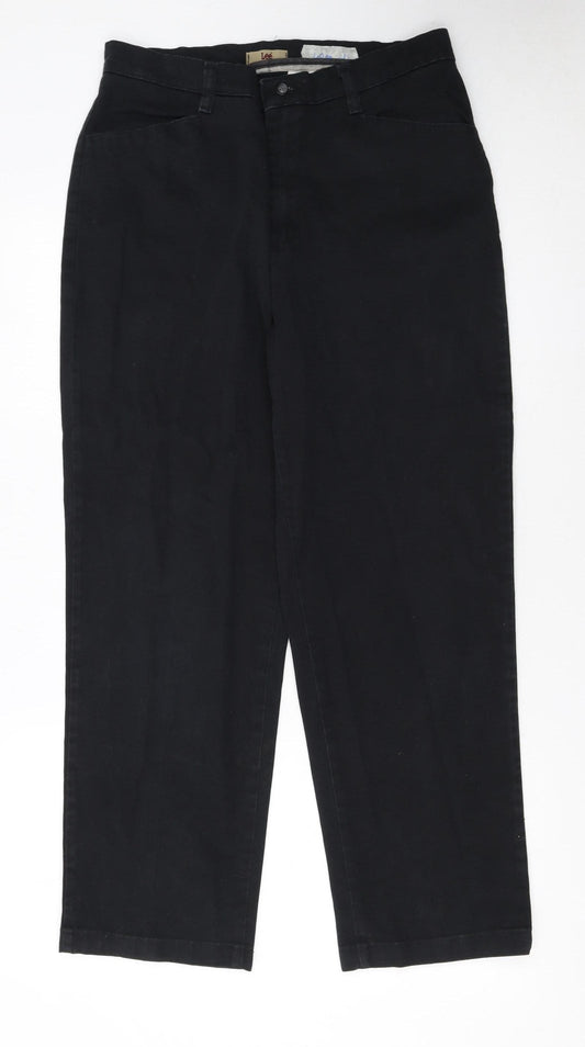 Lee Women's Black Petite Straight Chino Trousers Size 10
