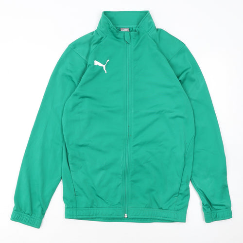 Puma Boys Green Track Jacket 14 Years Full Zip Lightweight Sportswear