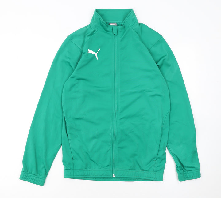 Puma Boys Green Track Jacket 14 Years Full Zip Lightweight Sportswear