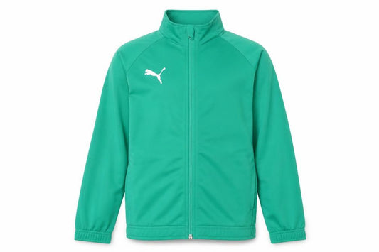Front view of Puma boys’ green track jacket 14 years full zip lightweight sportswear