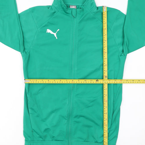 Puma Boys Green Track Jacket 14 Years Full Zip Lightweight Sportswear