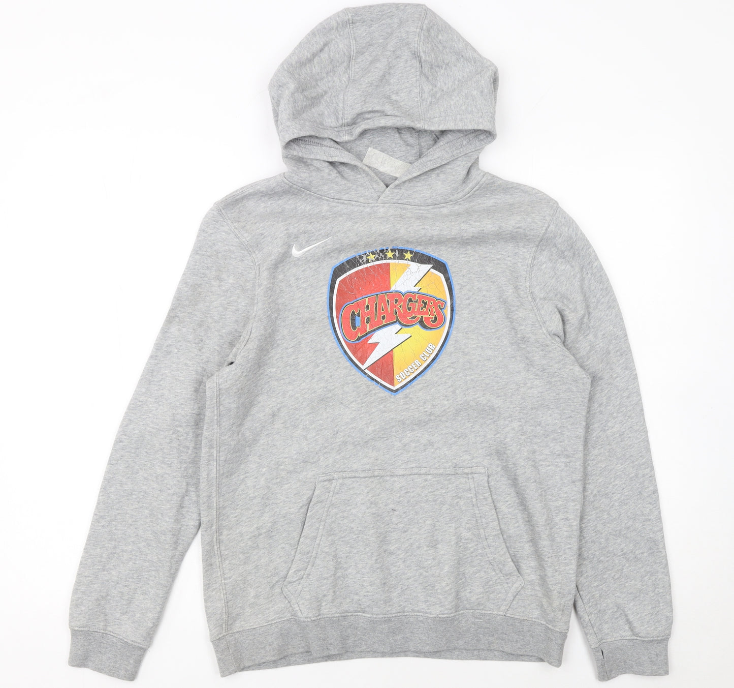 Nike Boys Grey Chargers Soccer Club Pullover Hoodie XL Fleece Sweatshirt