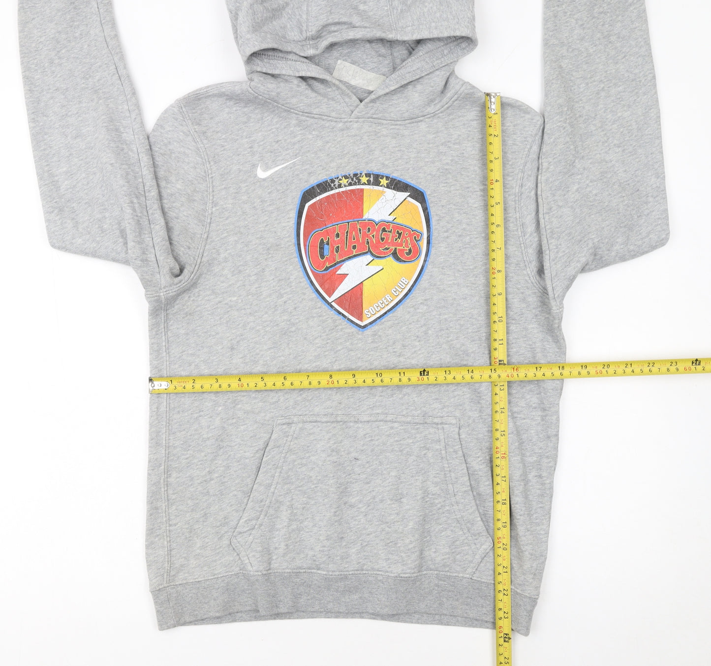 Nike Boys Grey Chargers Soccer Club Pullover Hoodie XL Fleece Sweatshirt