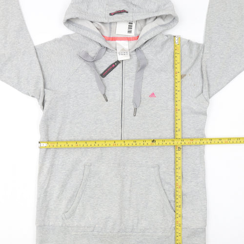 Adidas Women's Grey 1/4 Zip Hoodie Size 14 Cotton Blend