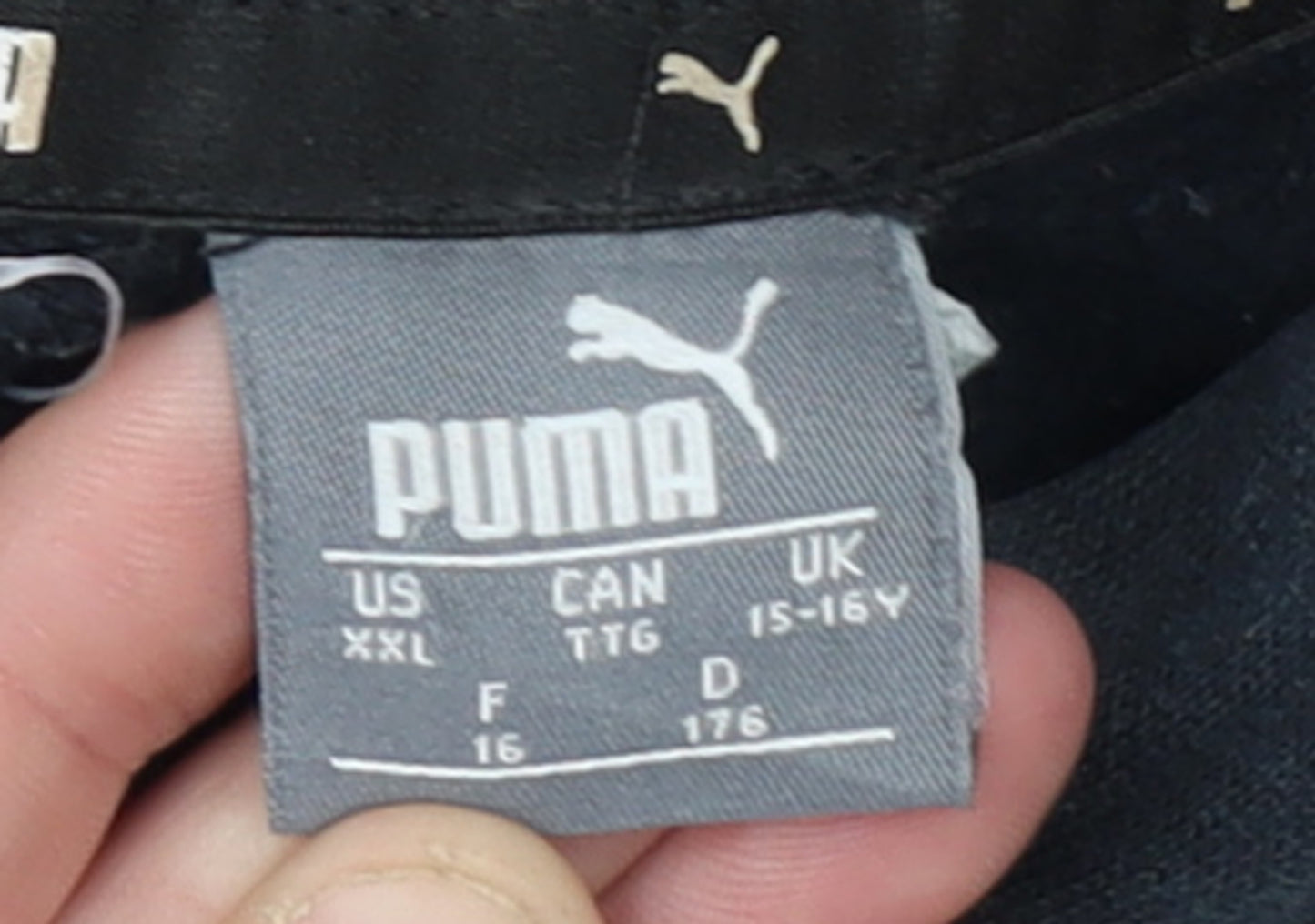 Puma Boys Black Hoodie 15-16 Years Pullover Fleece Logo Sweatshirt