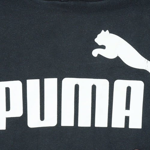 Puma Boys Black Hoodie 15-16 Years Pullover Fleece Logo Sweatshirt