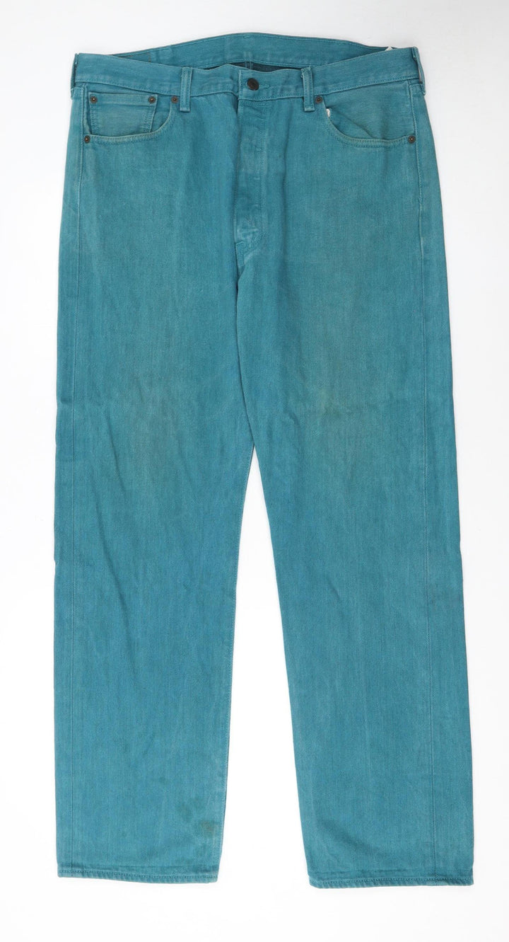 Levi's 501XX Men's Teal Blue Straight Denim Jeans W38 L34 Classic Fit