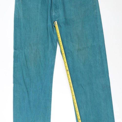 Levi's 501XX Men's Teal Blue Straight Denim Jeans W38 L34 Classic Fit