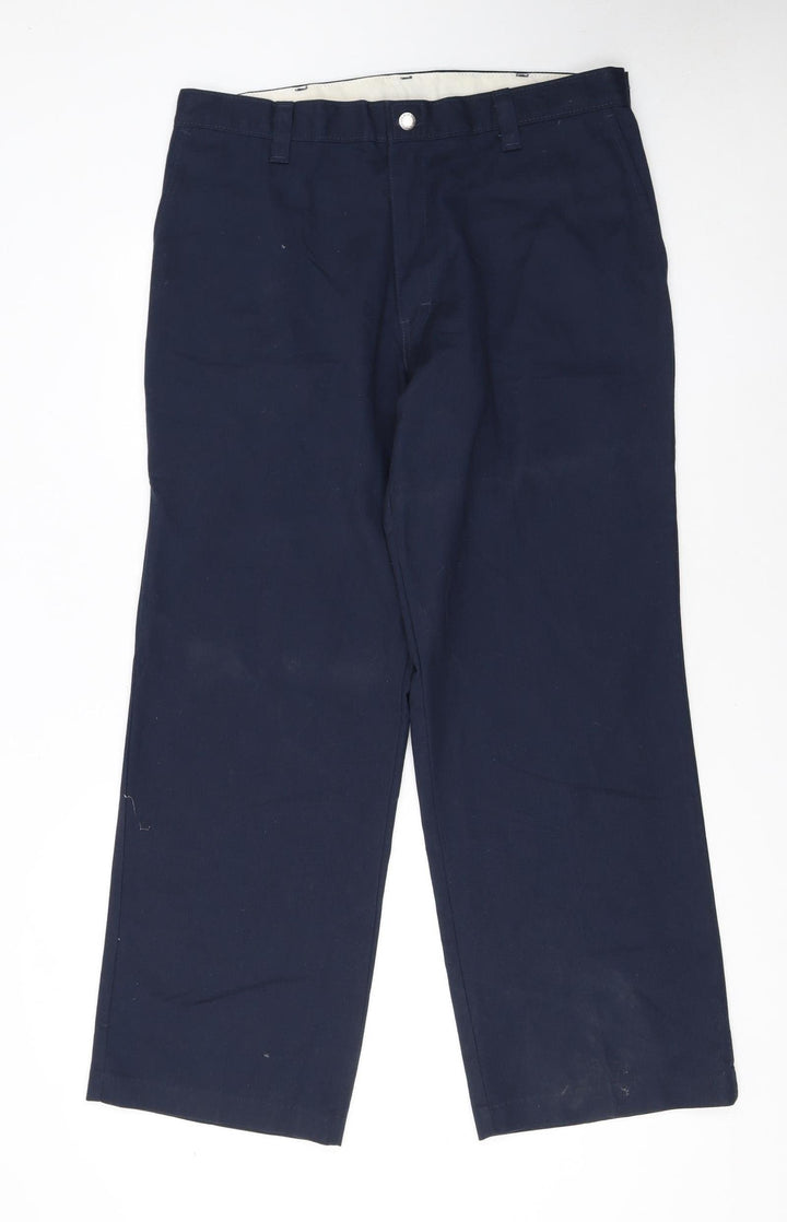 Dickies Men Blue 36x30 Regular Fit Work Chino Trousers