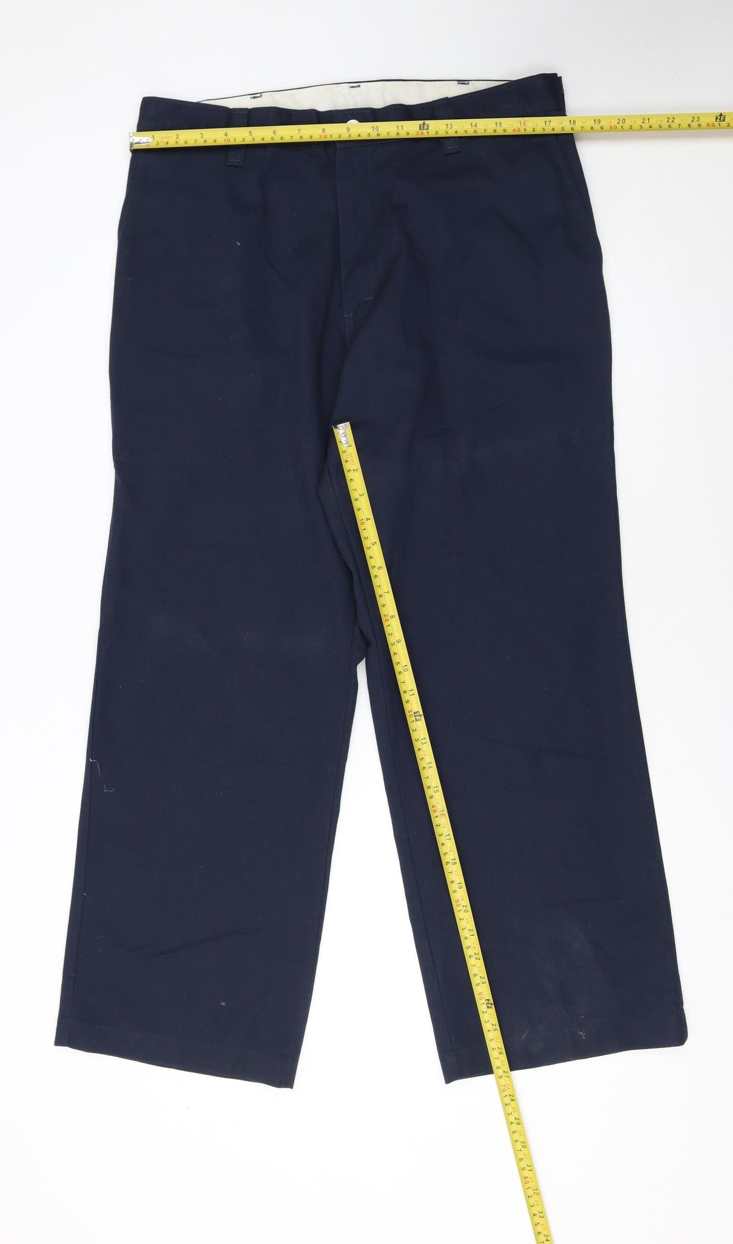 Dickies Men Blue 36x30 Regular Fit Work Chino Trousers
