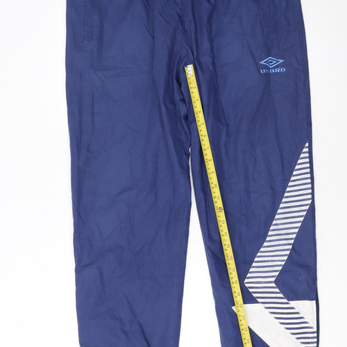 Umbro Men's Blue Track Pants L Lightweight Vintage Sports Tapered