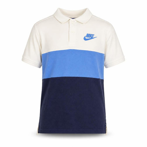 Nike Boys Beige Blue Colourblock Polo Shirt 12-13 Years Sports Casual