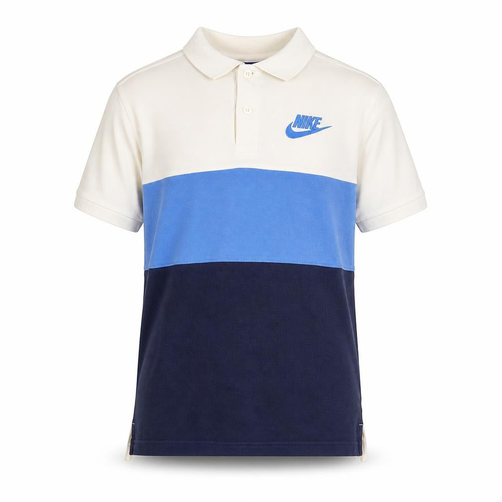 Nike Boys Beige Blue Colourblock Polo Shirt 12-13 Years Sports Casual