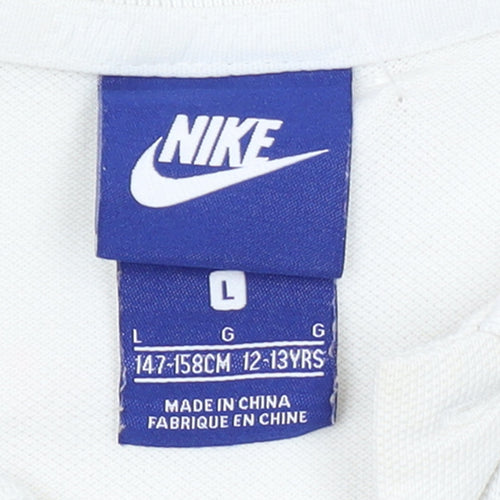 Nike Boys Beige Blue Colourblock Polo Shirt 12-13 Years Sports Casual