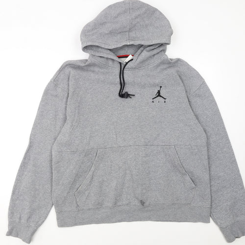 Jordan Women’s Grey Pullover Hoodie L Standard Fit Logo Detail
