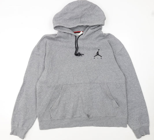 Jordan Women’s Grey Pullover Hoodie L Standard Fit Logo Detail
