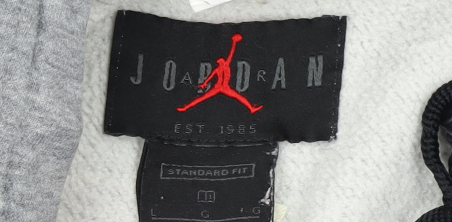 Jordan Women’s Grey Pullover Hoodie L Standard Fit Logo Detail